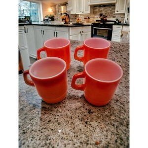 5 VINTAGE ANCHOR HOCKING FIRE KING Orange STACKING CUP